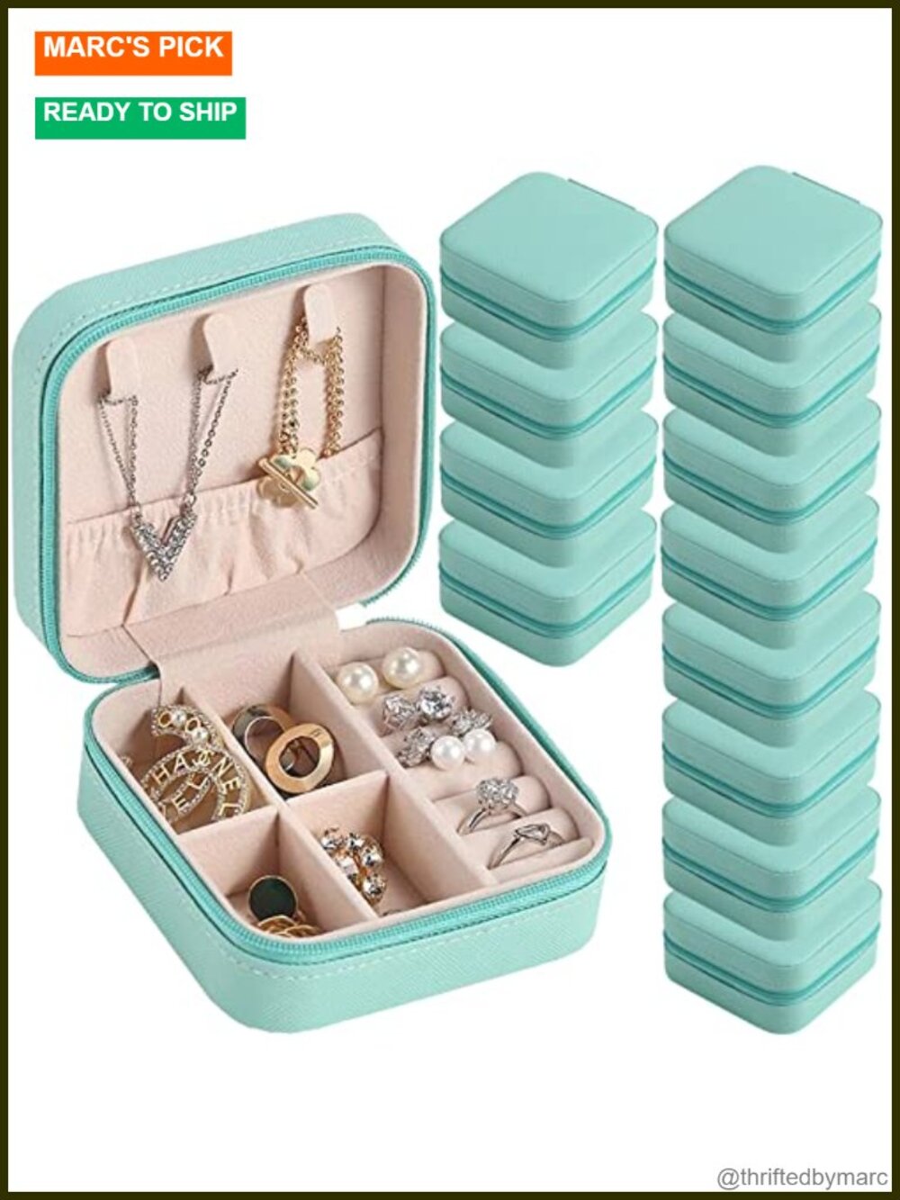 12 Pack Travel Jewelry Case PU Leather Organizer Bridesmaid Gift Box